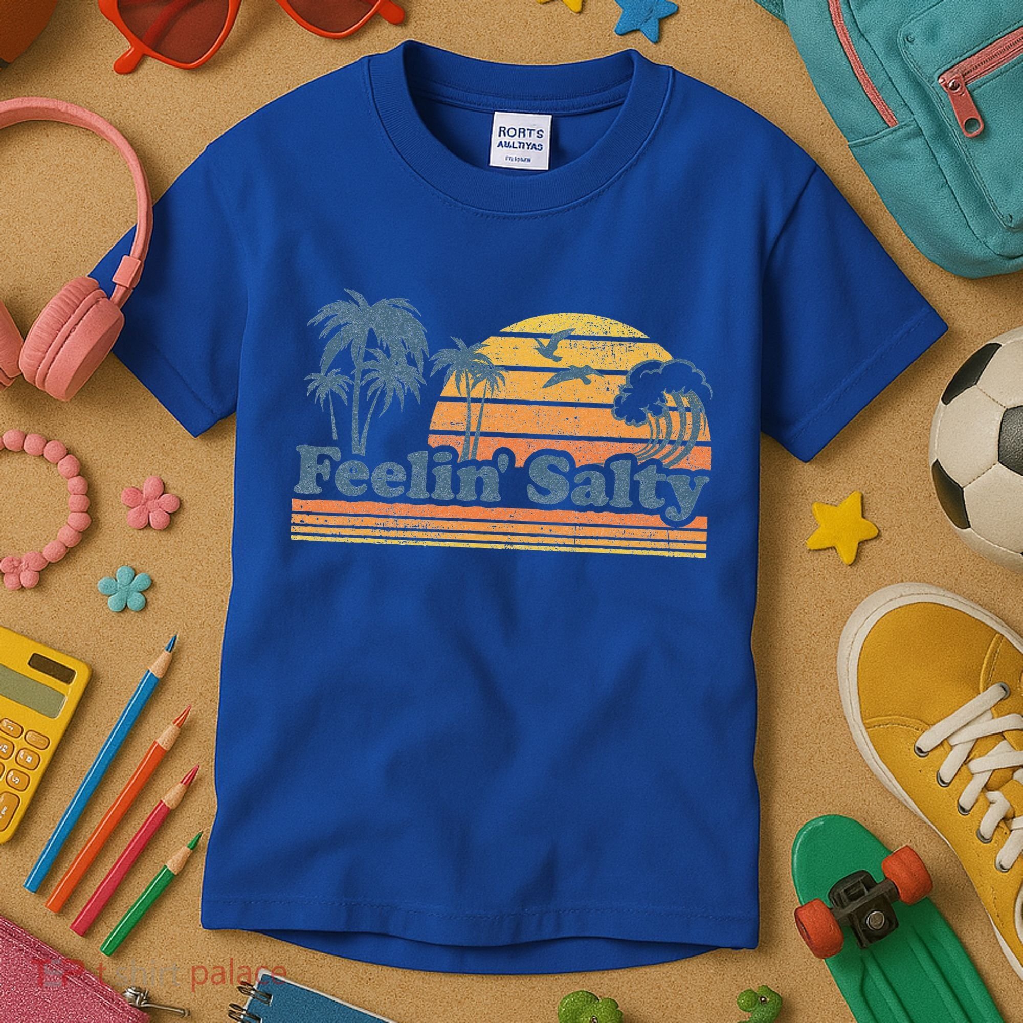 Funny Feelin Salty Beach Summer Vacation Kids T-Shirt