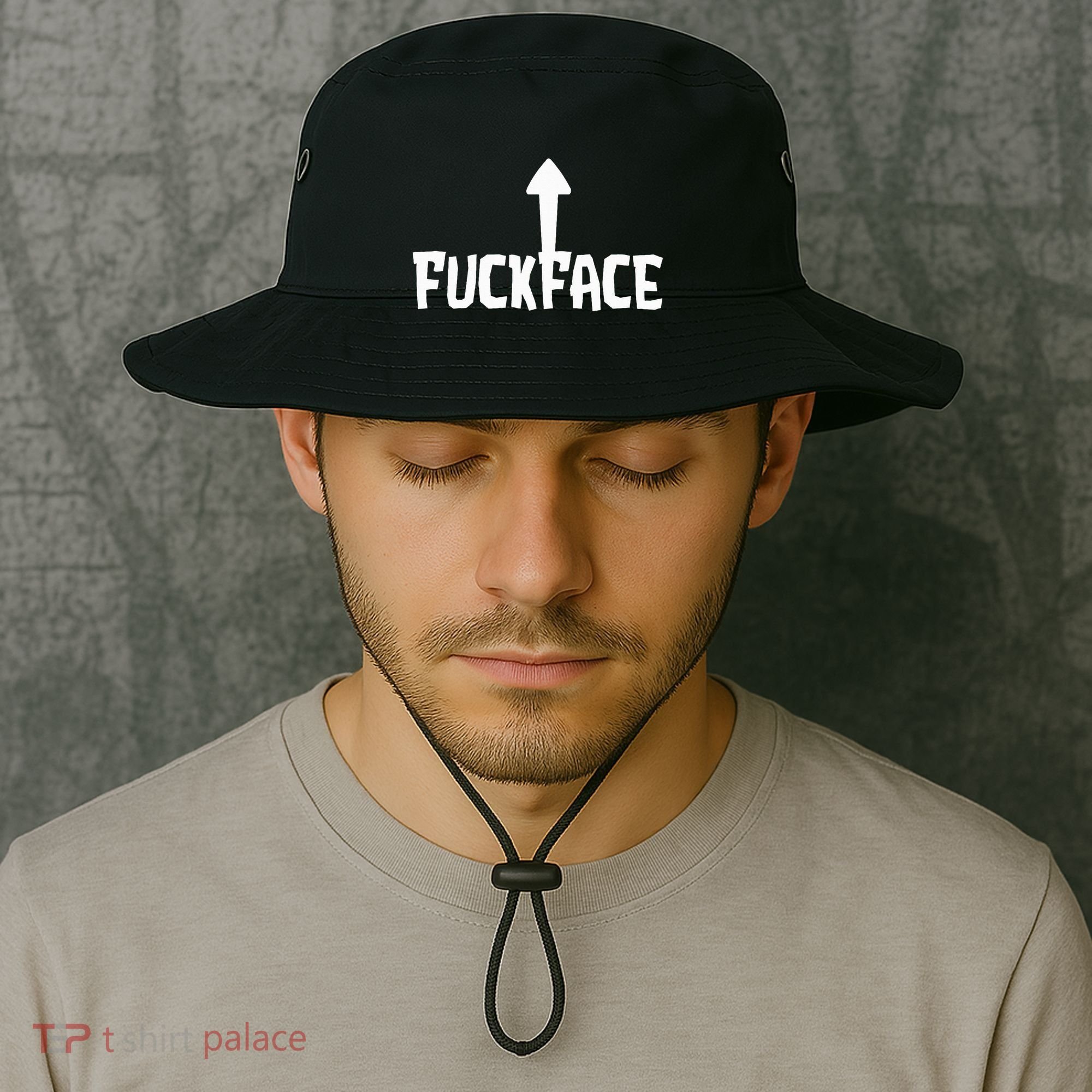 Fuck Face Self Deprecating Arrow Up Fuckface Bucket Hat
