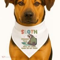 Funny Flash Sloth Running Team We’Ll Get There Sloth USA-Made Doggie Bandana thumb 1