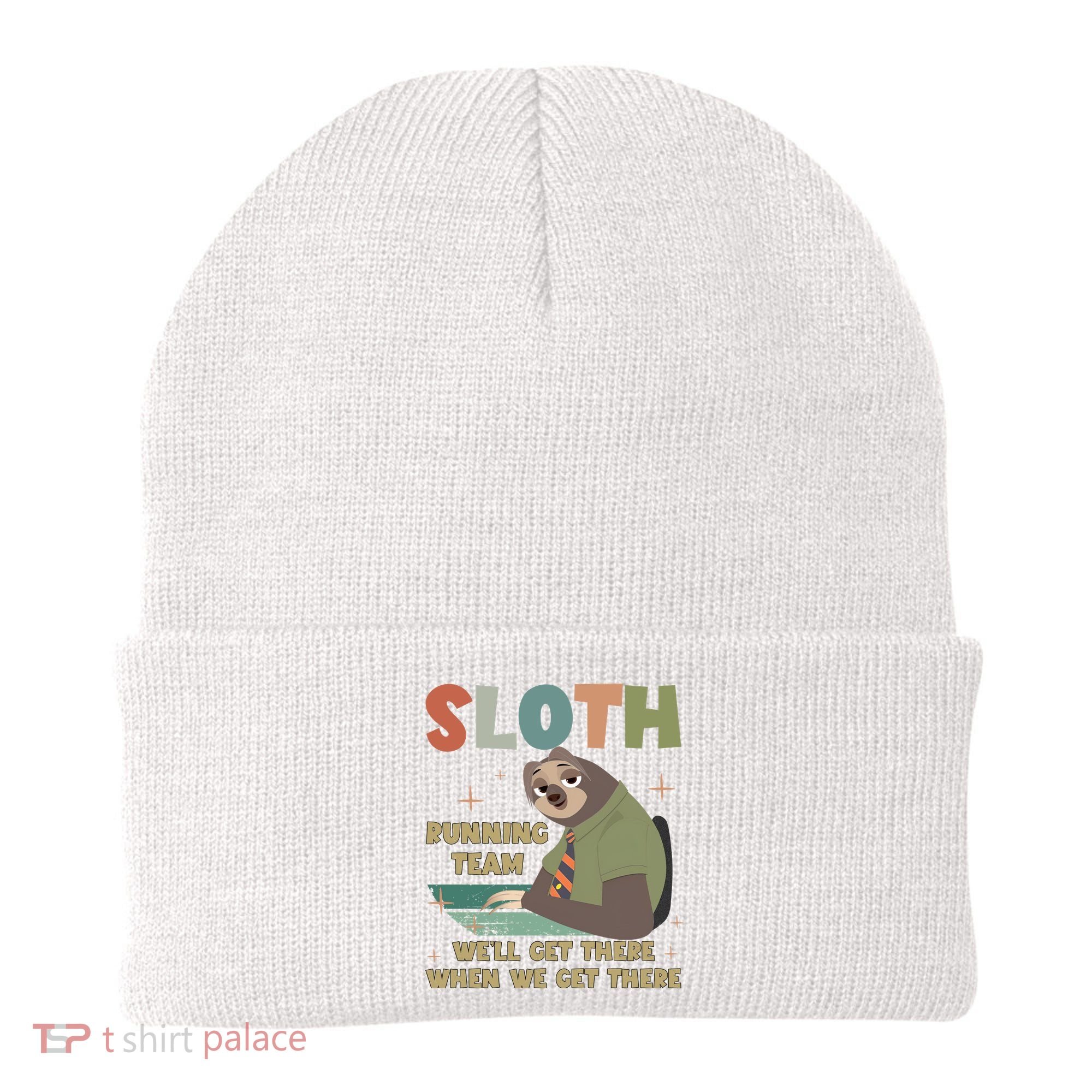Funny Flash Sloth Running Team We’Ll Get There Sloth Beanie