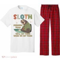 Funny Flash Sloth Running Team We’Ll Get There Sloth Pajama Set thumb 0