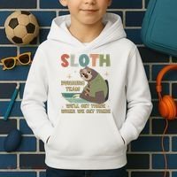 Funny Flash Sloth Running Team We’Ll Get There Sloth Kids Hoodie thumb 2