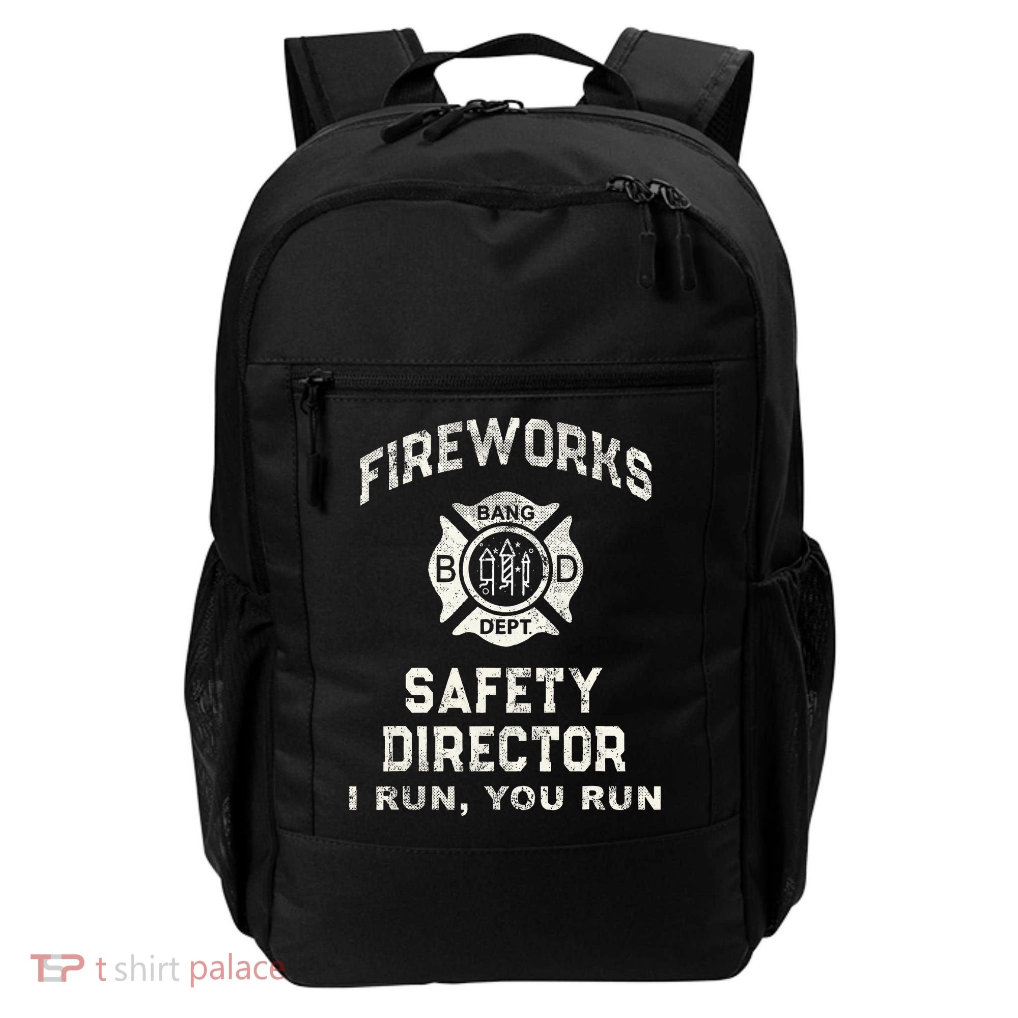 Funny FIREWORKS SAFETY DIRECTOR Firefighter America Red Backpack