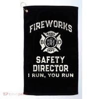 Funny FIREWORKS SAFETY DIRECTOR Firefighter America Red Golf Towel thumb 0