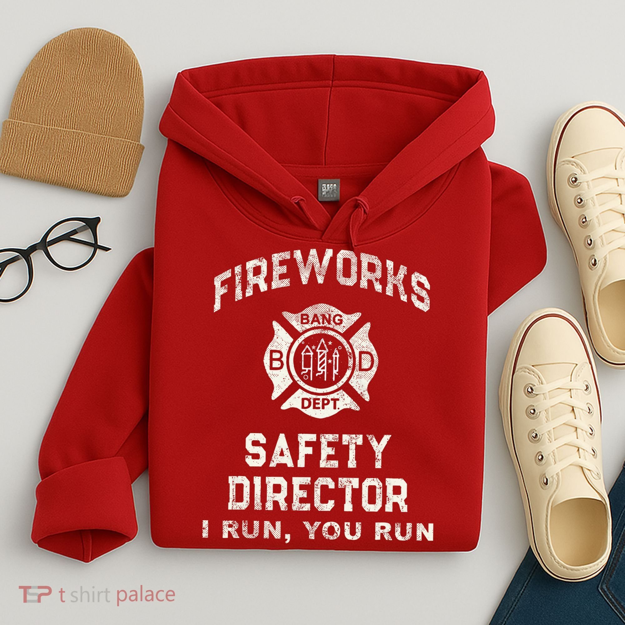 Funny FIREWORKS SAFETY DIRECTOR Firefighter America Red Hoodie
