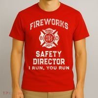 Funny FIREWORKS SAFETY DIRECTOR Firefighter America Red T-Shirt thumb 3