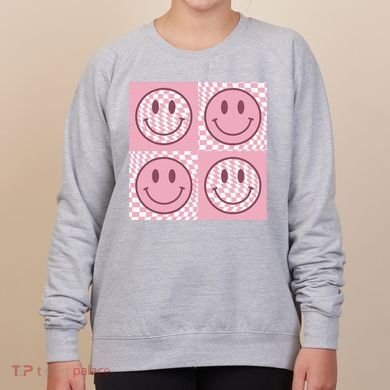 Funny Face Shirt Checkered Pattern Smile Face Meme Trendy Women's Sweatshirt