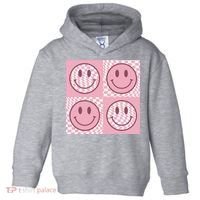 Funny Face Shirt Checkered Pattern Smile Face Meme Trendy Toddler Hoodie thumb 0