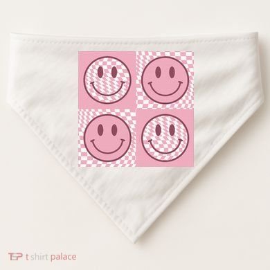 Funny Face Shirt Checkered Pattern Smile Face Meme Trendy USA-Made Doggie Bandana