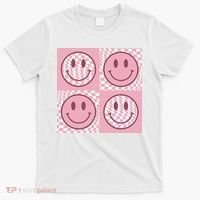 Funny Face Shirt Checkered Pattern Smile Face Meme Trendy T-Shirt thumb 0