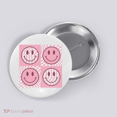 Funny Face Shirt Checkered Pattern Smile Face Meme Trendy Button