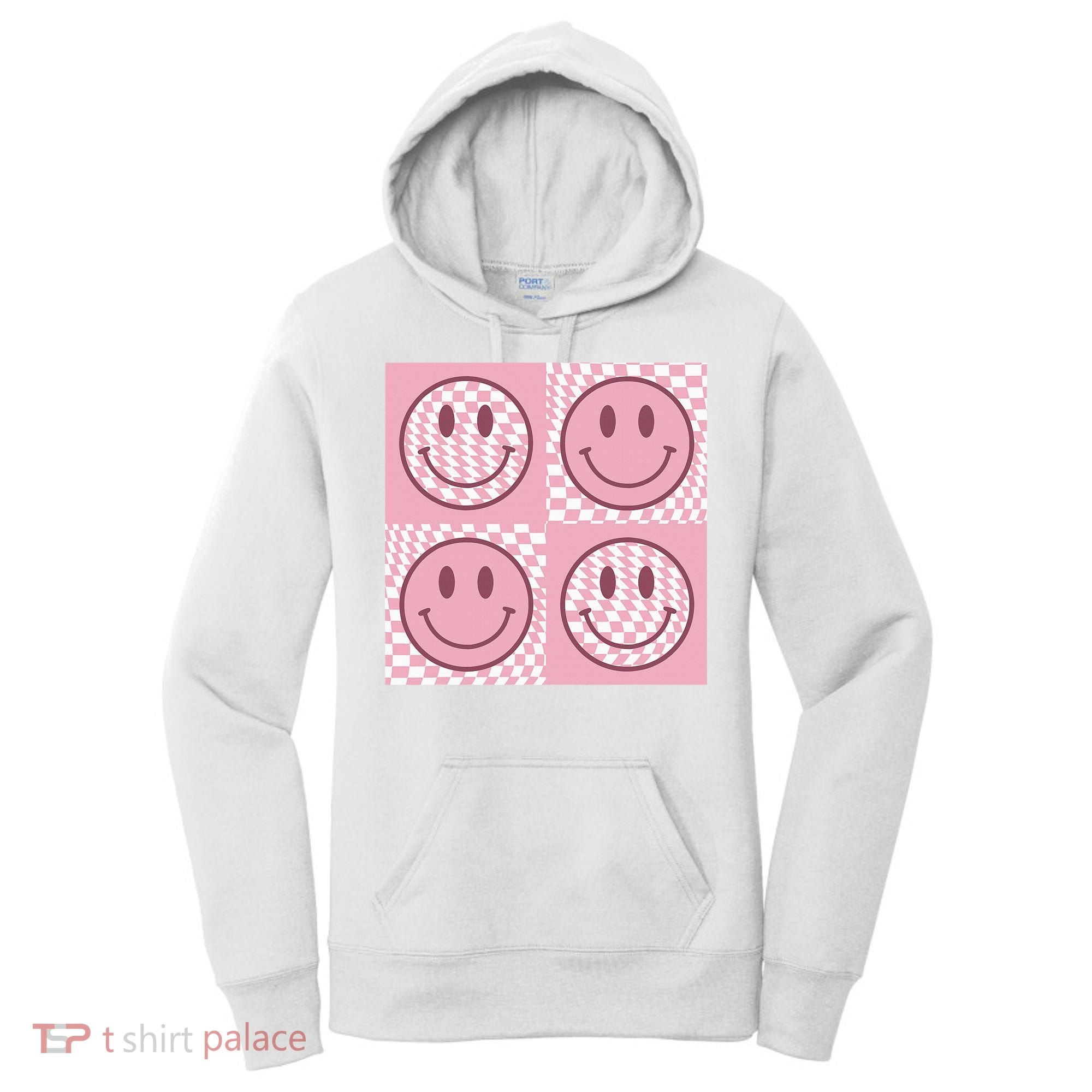 Funny Face Shirt Checkered Pattern Smile Face Meme Trendy Women's Hoodie