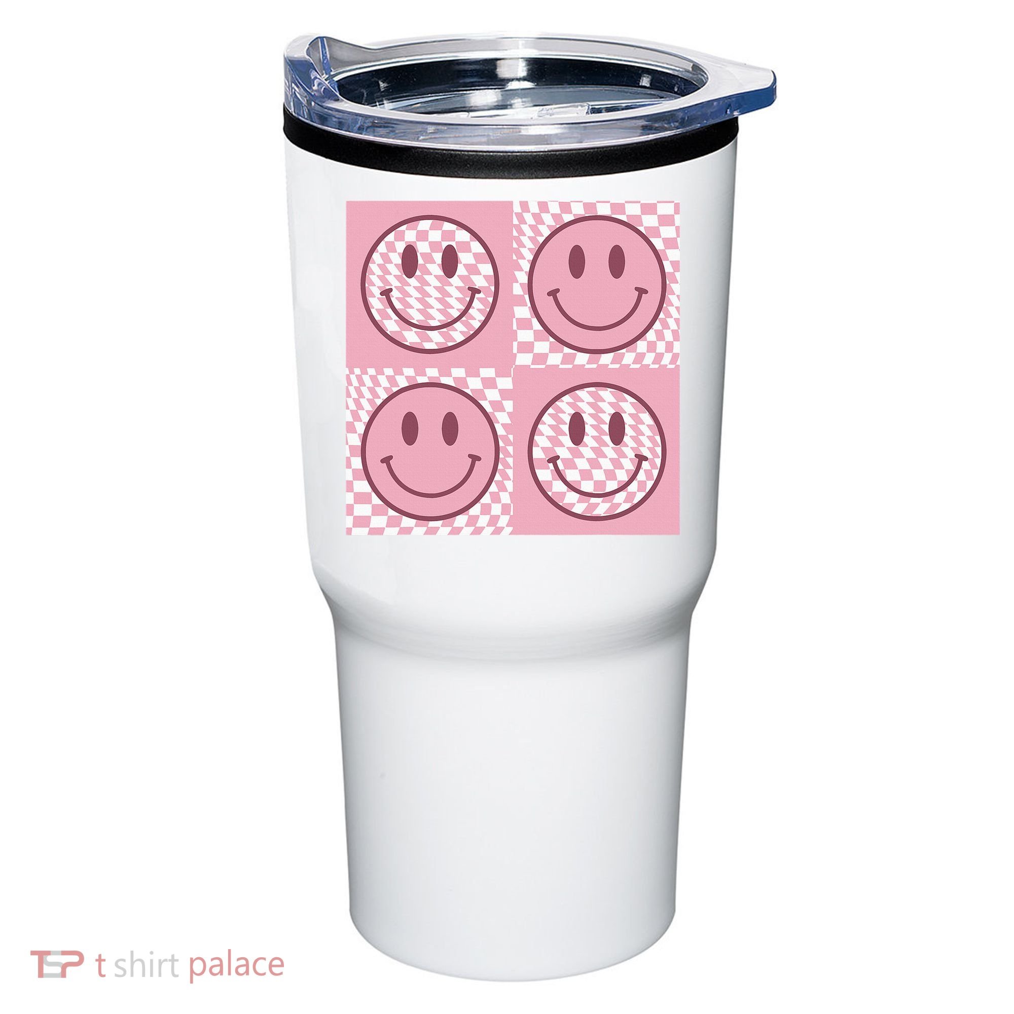 Funny Face Shirt Checkered Pattern Smile Face Meme Trendy Tumbler