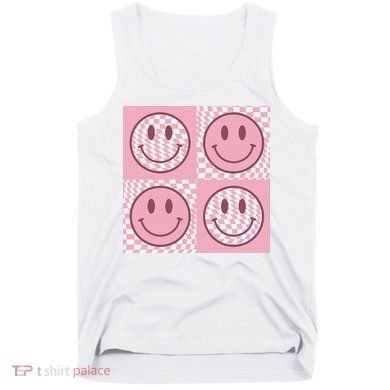 Funny Face Shirt Checkered Pattern Smile Face Meme Trendy Tank Top