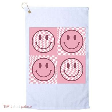 Funny Face Shirt Checkered Pattern Smile Face Meme Trendy Golf Towel