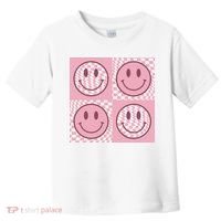 Funny Face Shirt Checkered Pattern Smile Face Meme Trendy Toddler T-Shirt thumb 0