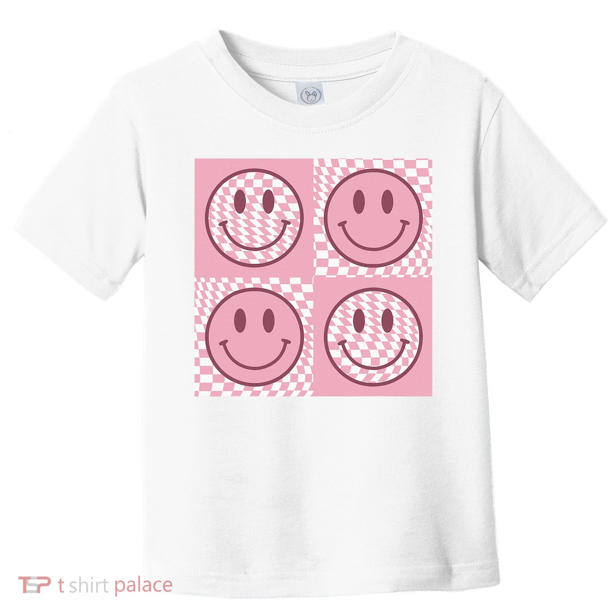 Funny Face Shirt Checkered Pattern Smile Face Meme Trendy Toddler T-Shirt