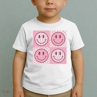 Funny Face Shirt Checkered Pattern Smile Face Meme Trendy Toddler T-Shirt thumb 2