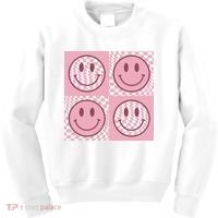 Funny Face Shirt Checkered Pattern Smile Face Meme Trendy Kids Sweatshirt thumb 0