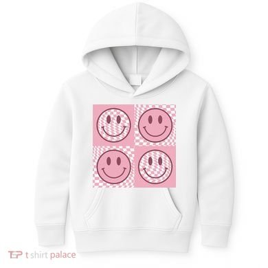 Funny Face Shirt Checkered Pattern Smile Face Meme Trendy Kids Hoodie