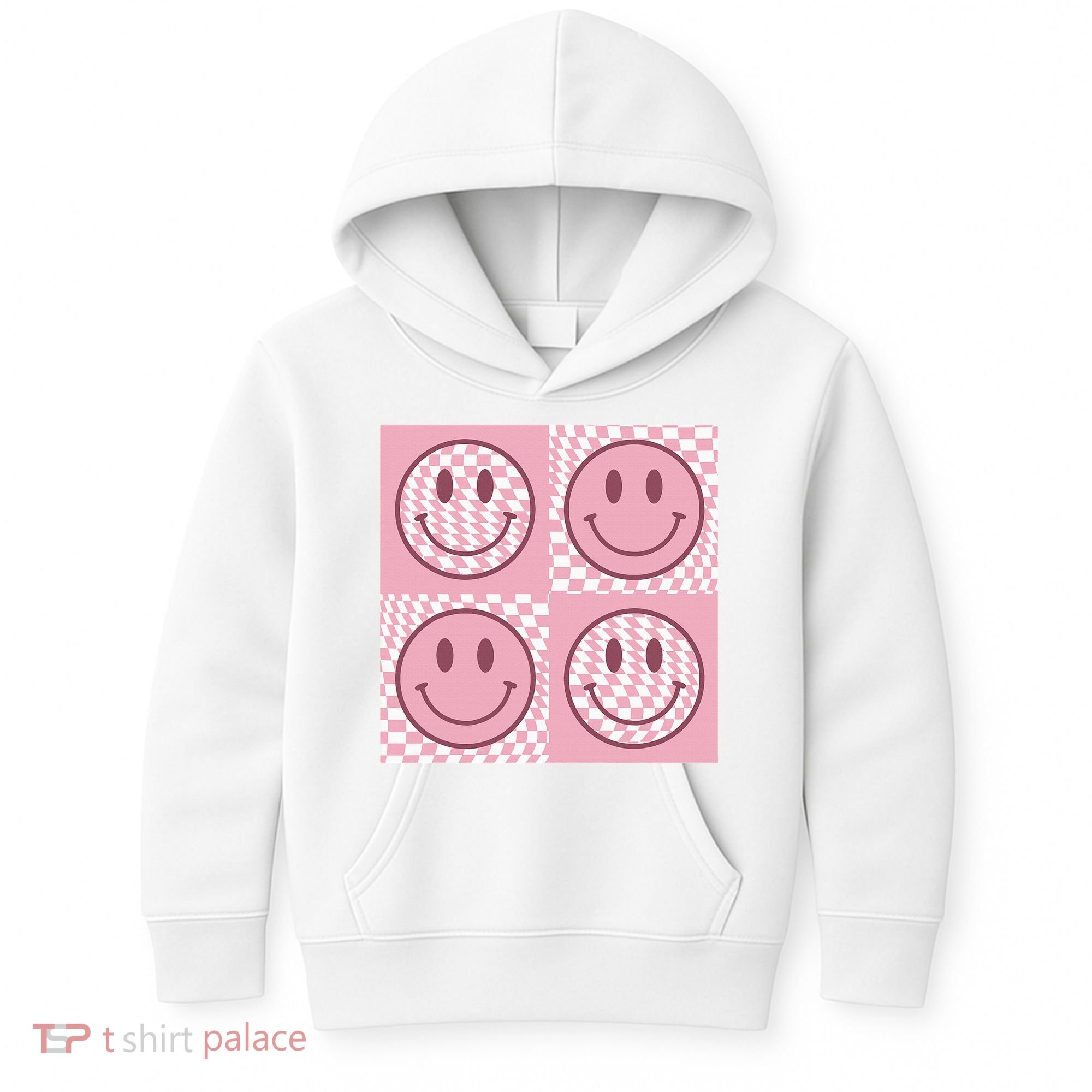 Funny Face Shirt Checkered Pattern Smile Face Meme Trendy Kids Hoodie