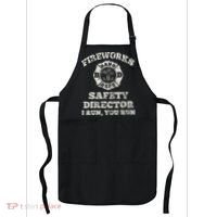 Funny Fireworks Safety Director Firefighter America Red Pyro Apron thumb 0