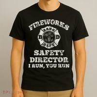 Funny Fireworks Safety Director Firefighter America Red Pyro T-Shirt thumb 3