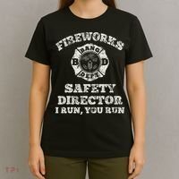 Funny Fireworks Safety Director Firefighter America Red Pyro T-Shirt thumb 4