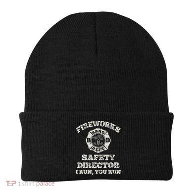 Funny Fireworks Safety Director Firefighter America Red Pyro Beanie