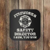 Funny Fireworks Safety Director Firefighter America Red Pyro Coaster thumb 0