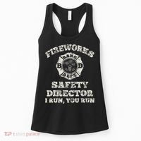 Funny Fireworks Safety Director Firefighter America Red Pyro Women's Tank Top thumb 0