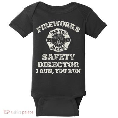 Funny Fireworks Safety Director Firefighter America Red Pyro Baby Bodysuit