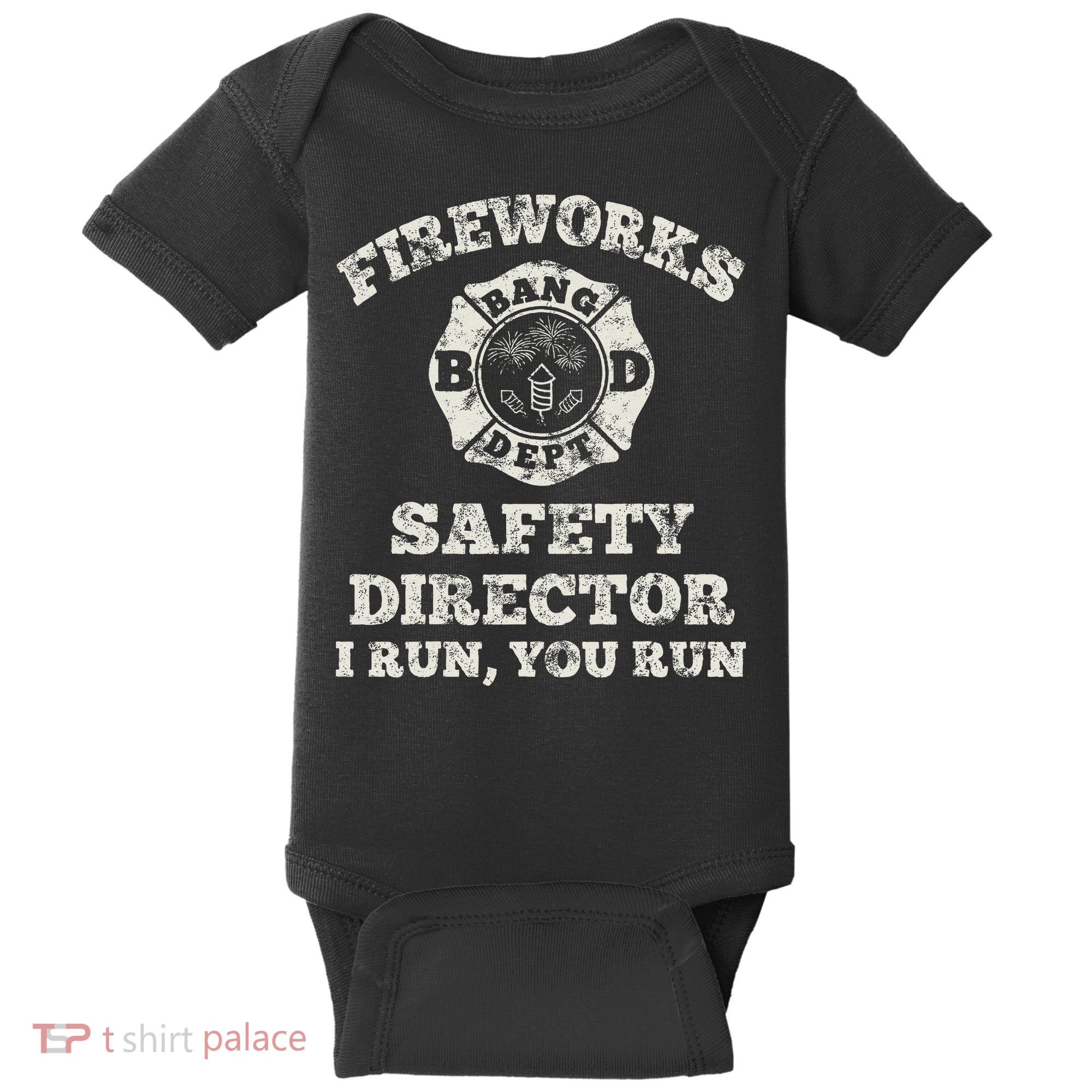 Funny Fireworks Safety Director Firefighter America Red Pyro Baby Bodysuit