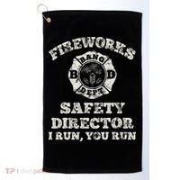 Funny Fireworks Safety Director Firefighter America Red Pyro Golf Towel thumb 0