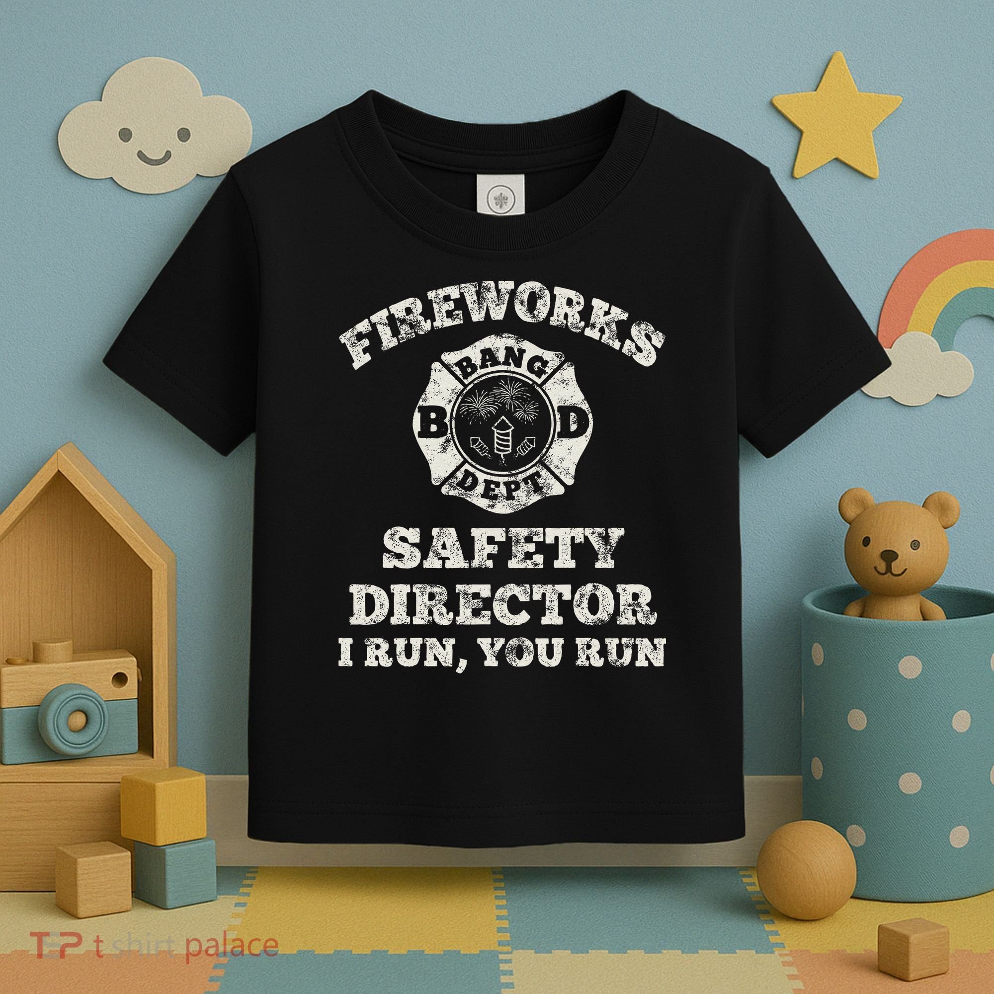 Funny Fireworks Safety Director Firefighter America Red Pyro Toddler T-Shirt