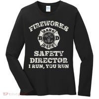 Funny Fireworks Safety Director Firefighter America Red Pyro Women's Long Sleeve Shirt thumb 0