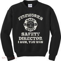 Funny Fireworks Safety Director Firefighter America Red Pyro Kids Sweatshirt thumb 0