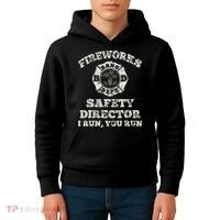 Funny Fireworks Safety Director Firefighter America Red Pyro Kids Hoodie thumb 4