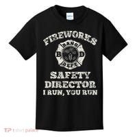 Funny Fireworks Safety Director Firefighter America Red Pyro Kids T-Shirt thumb 0
