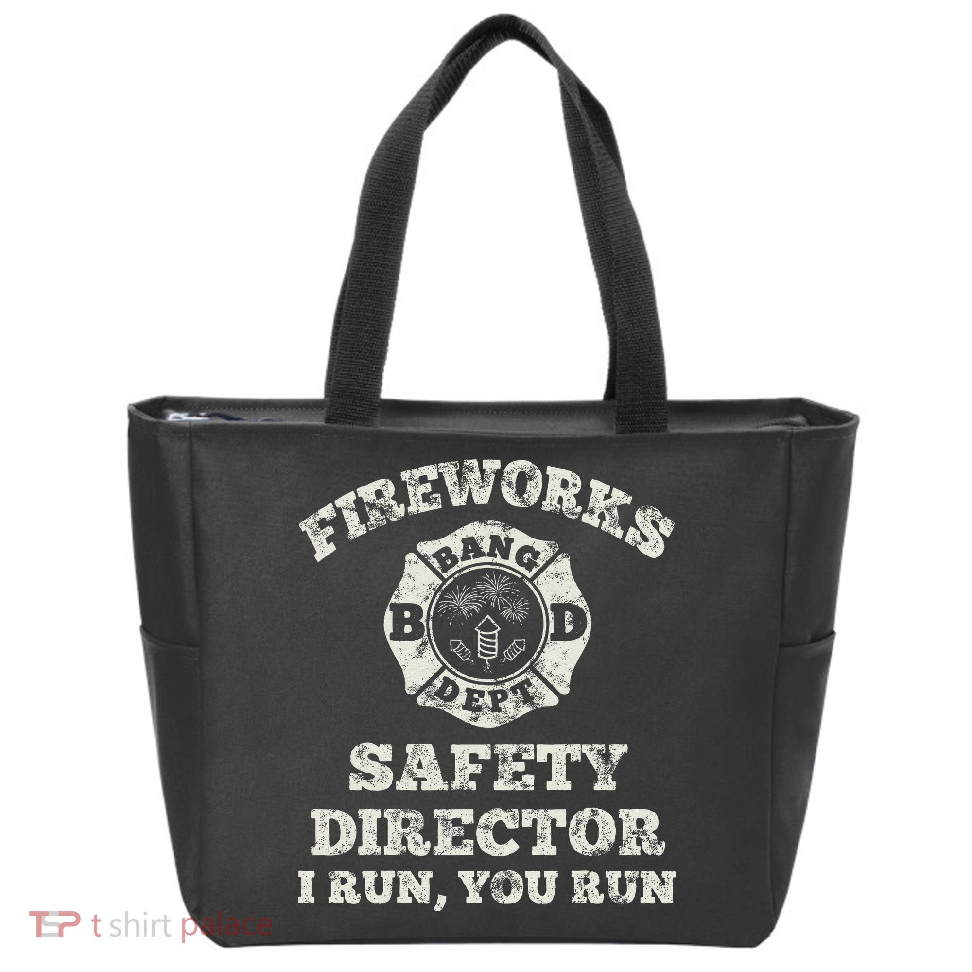 Funny Fireworks Safety Director Firefighter America Red Pyro Tote Bag