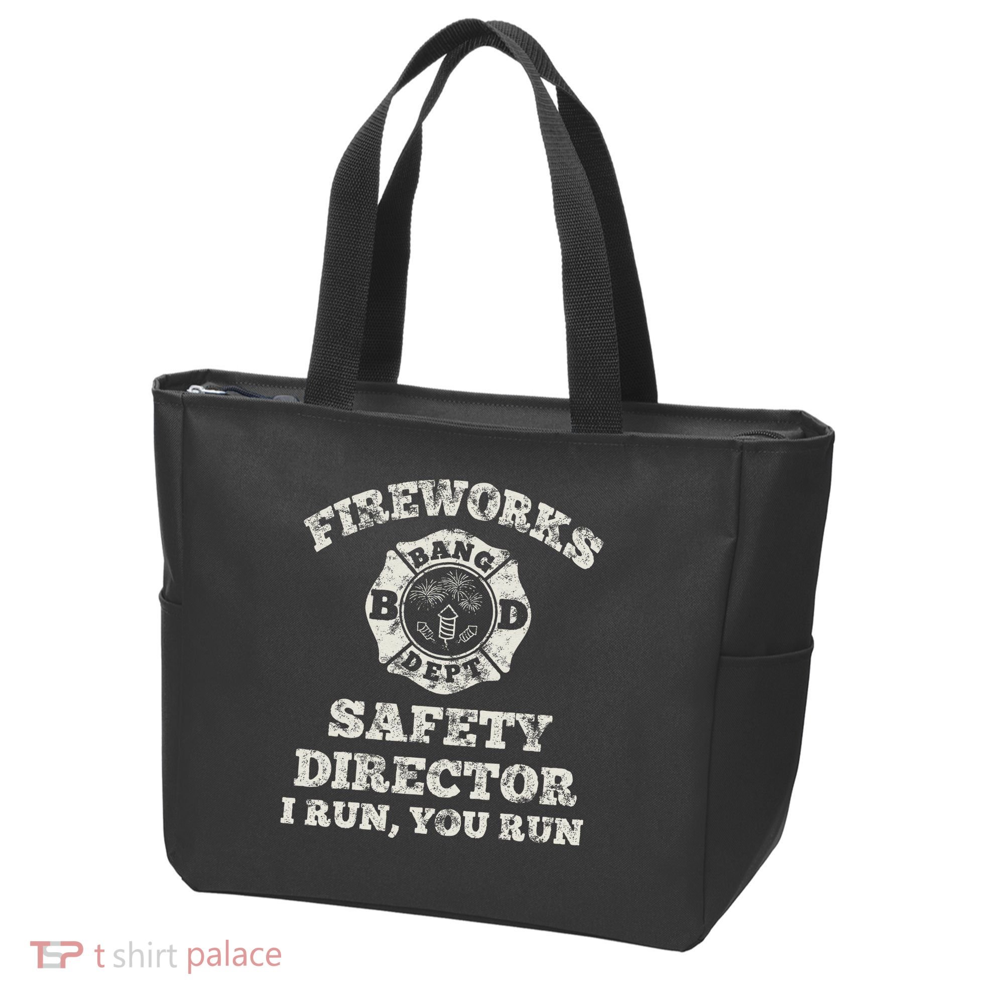 Funny Fireworks Safety Director Firefighter America Red Pyro Tote Bag