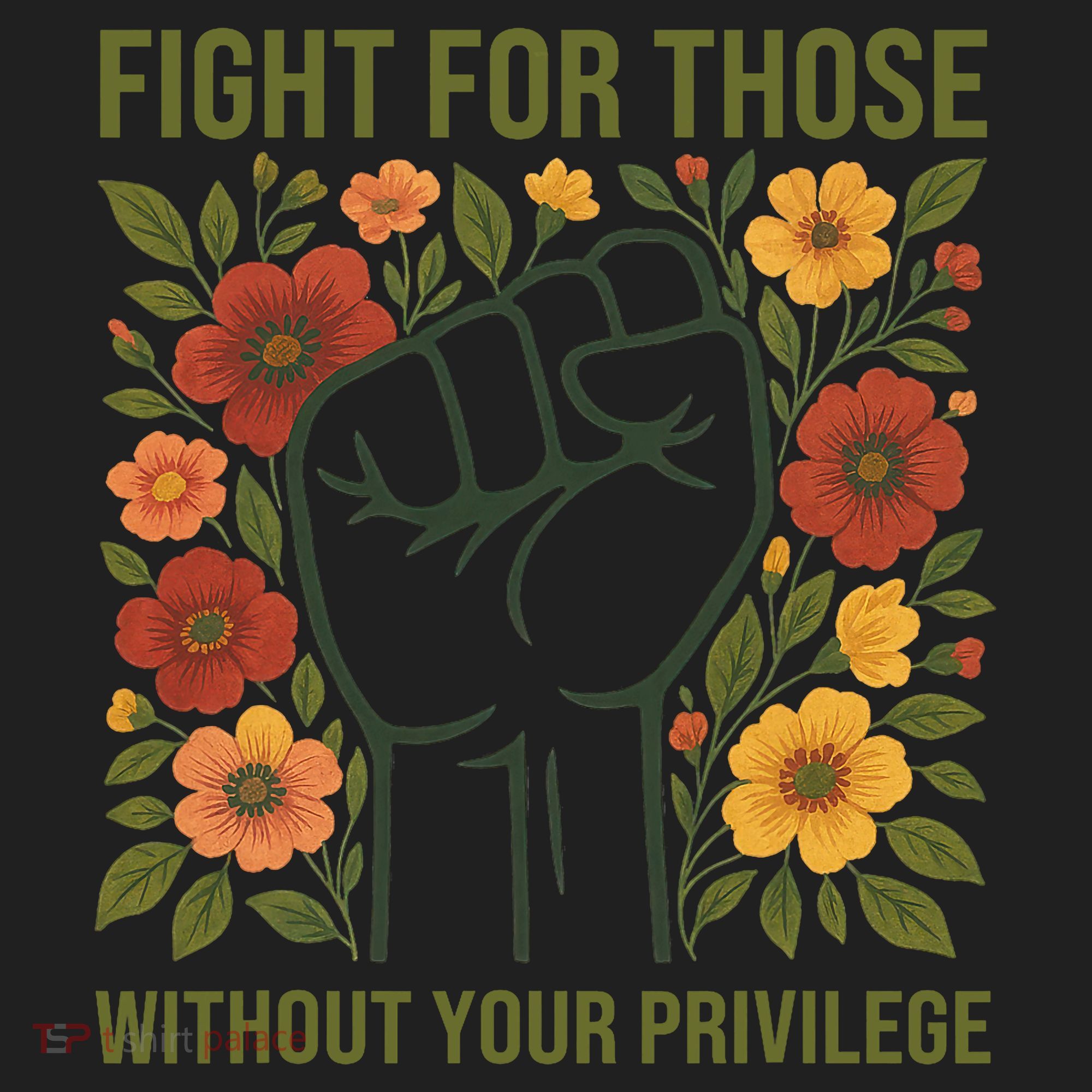 Fight For Those Without Your Privilege Quote Subtle Flower Women's Sweatshirt