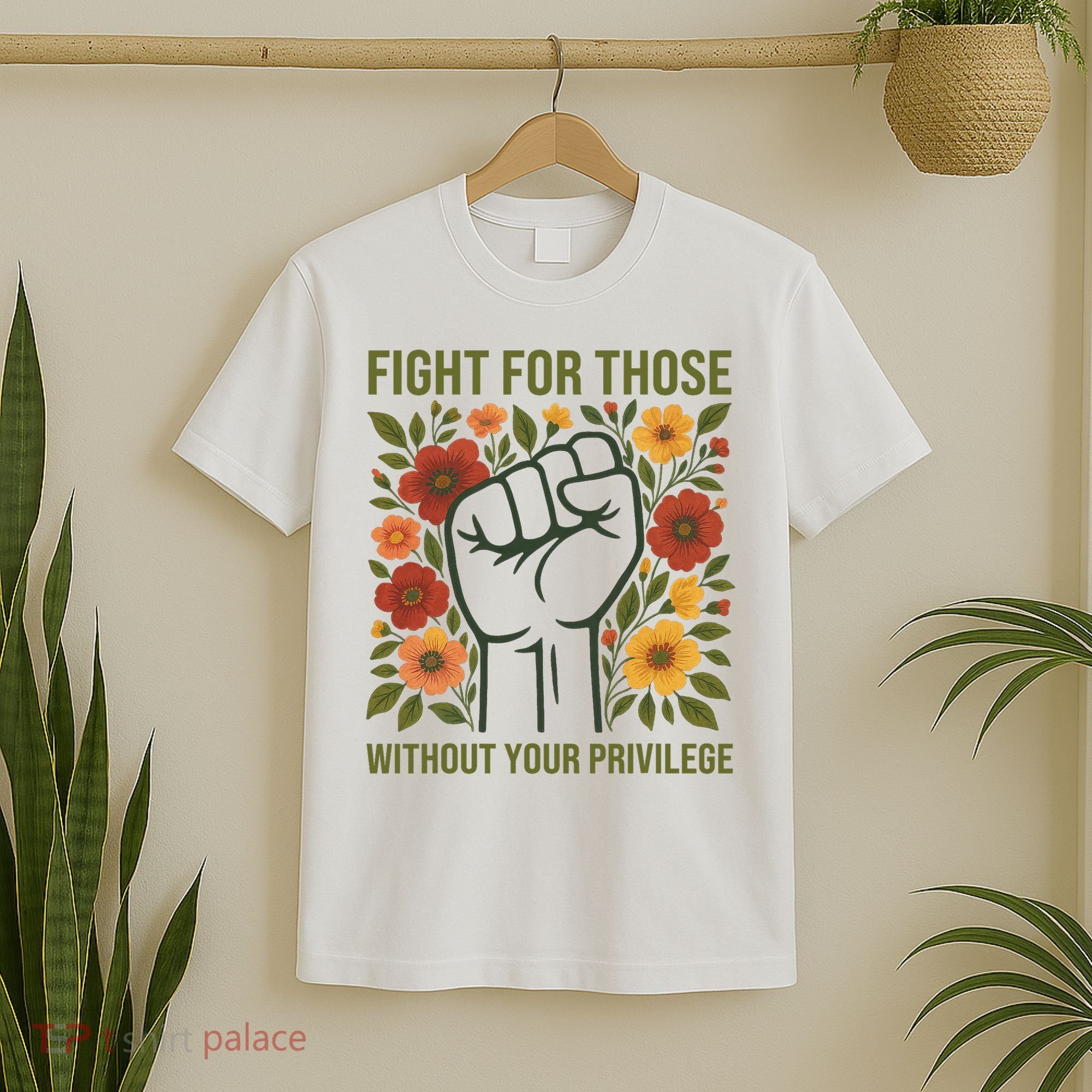 Fight For Those Without Your Privilege Quote Subtle Flower T-Shirt