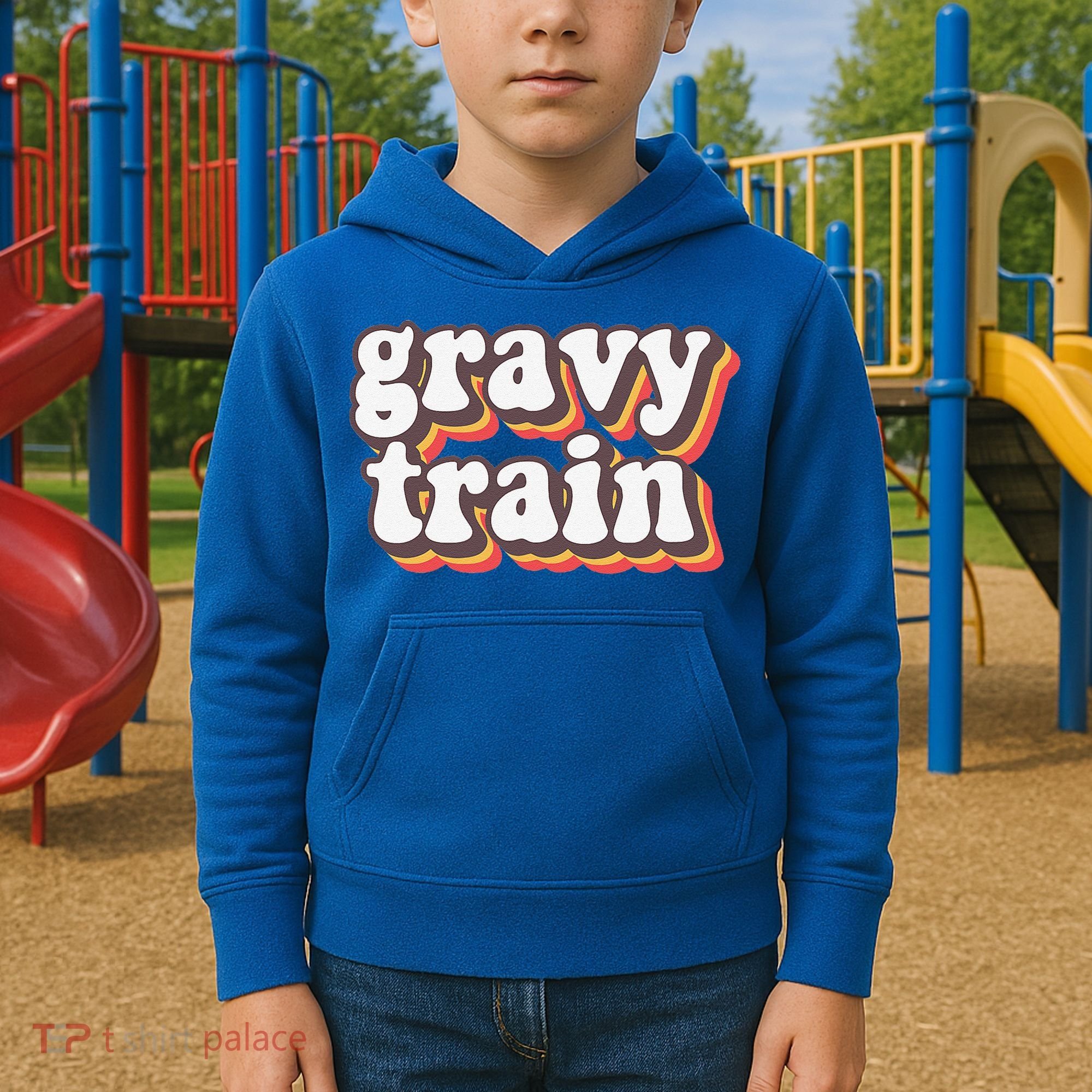 Funny Family Thanksgiving Gravy Train Friendsgiving Kids Hoodie