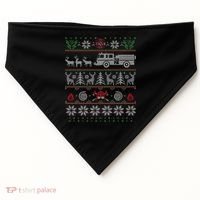 Firefighter Fire Truck Pulled By Reindeer Ugly Christmas Gift USA-Made Doggie Bandana thumb 0