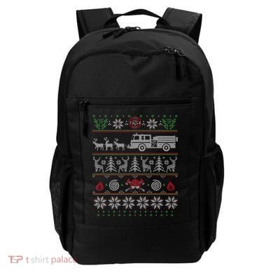 Firefighter Fire Truck Pulled By Reindeer Ugly Christmas Gift Backpack