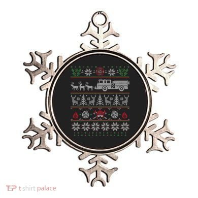 Firefighter Fire Truck Pulled By Reindeer Ugly Christmas Gift Ornament