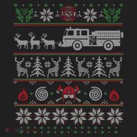 Firefighter Fire Truck Pulled By Reindeer Ugly Christmas Gift Hat thumb 2