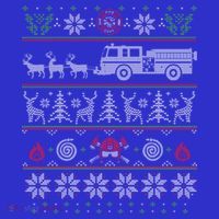 Firefighter Fire Truck Pulled By Reindeer Ugly Christmas Gift Coaster thumb 2