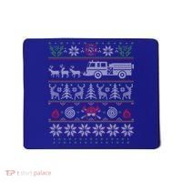 Firefighter Fire Truck Pulled By Reindeer Ugly Christmas Gift Mousepad thumb 0